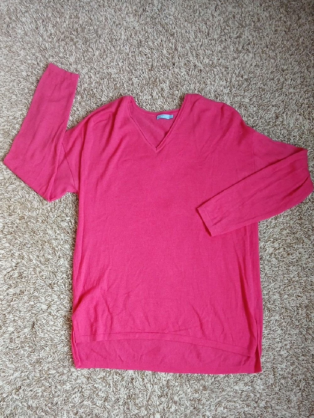 J. McLaughlin Pink V-Neck Sweater 100% Cashmere Size Medium